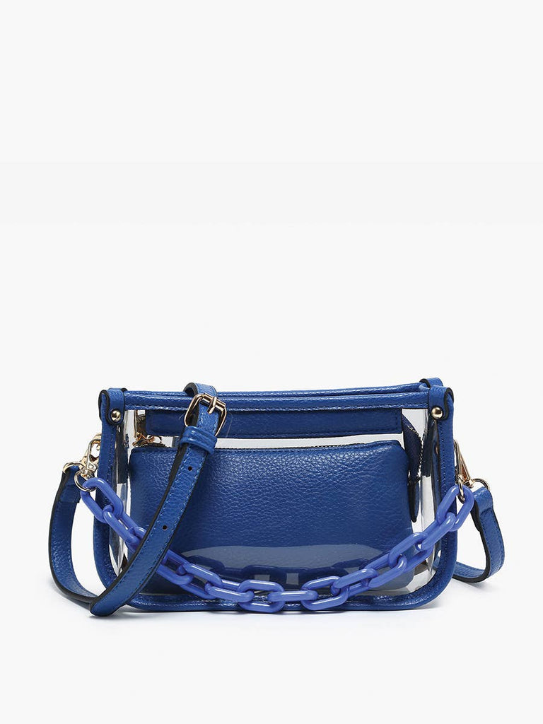 Jessica Clear Crossbody w/ Chain: Powder Blue