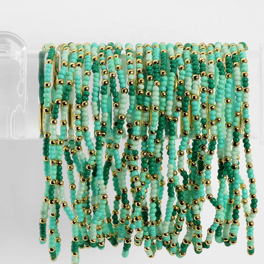 Chloe 2mm Stretch Seed Bead Bracelets: Seaglass