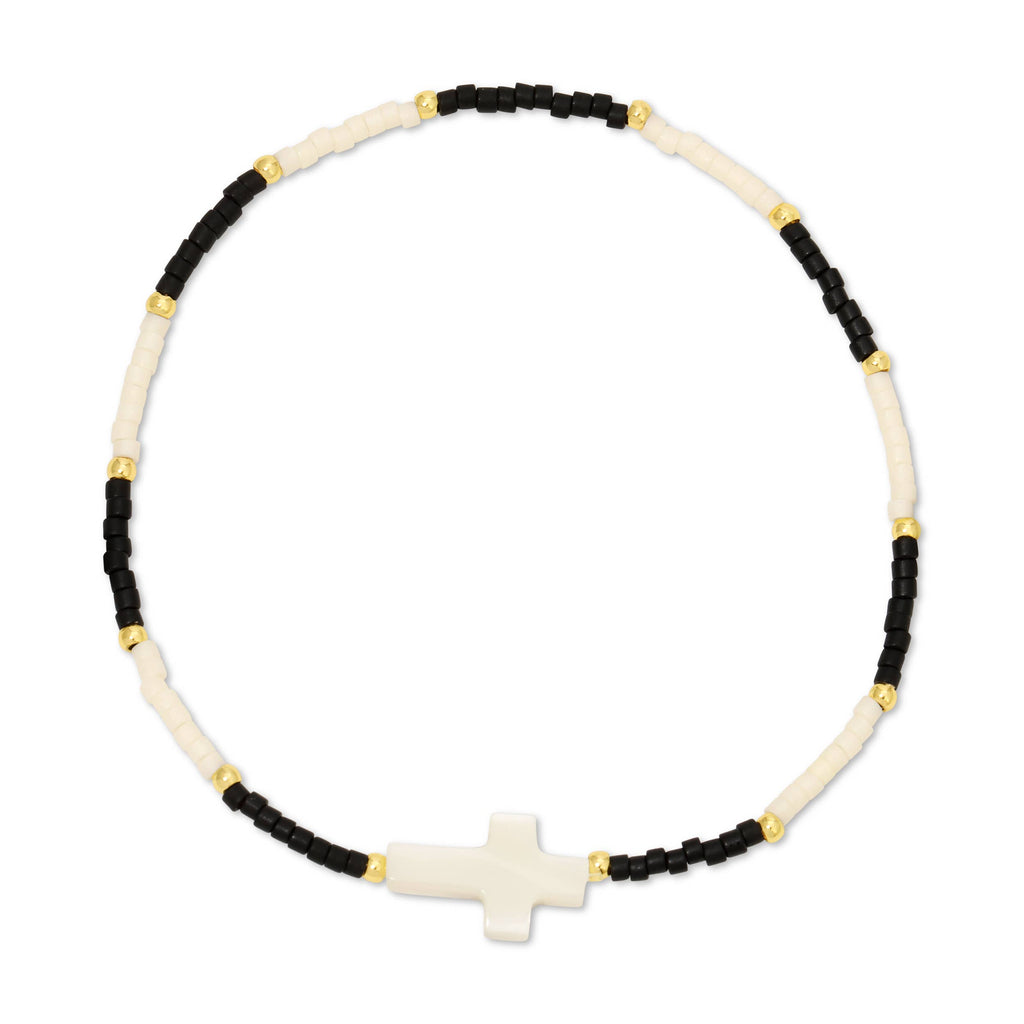 Miyuki Delica Stretch Bracelet w/ Cross Accent