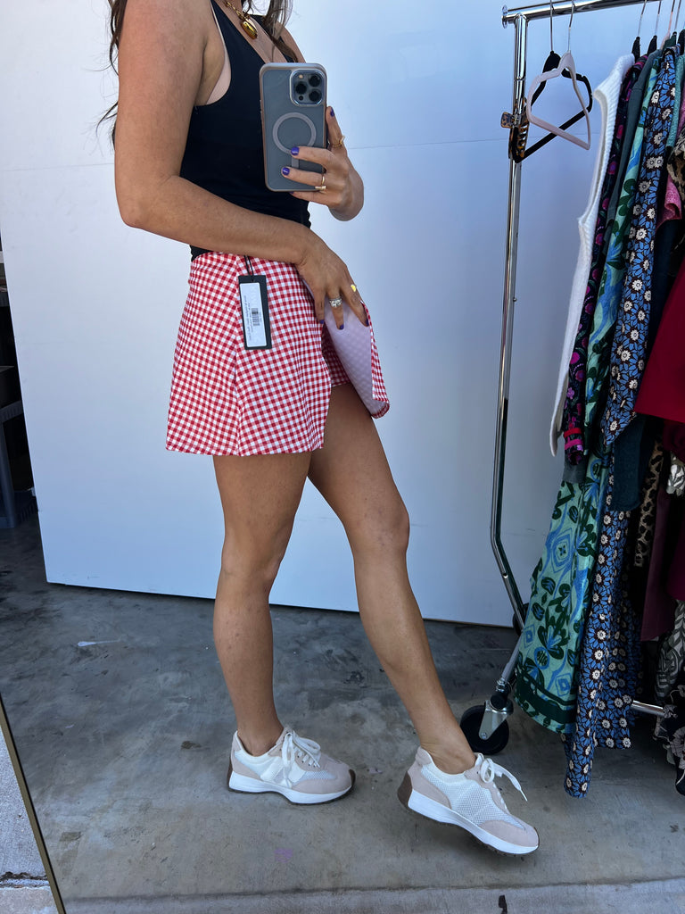Gone for Gingham Skort - Red