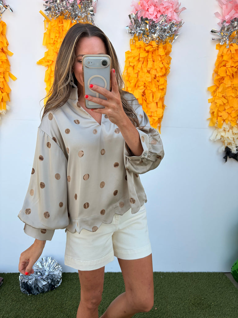 Leave The Polka Dots - Smoky Taupe