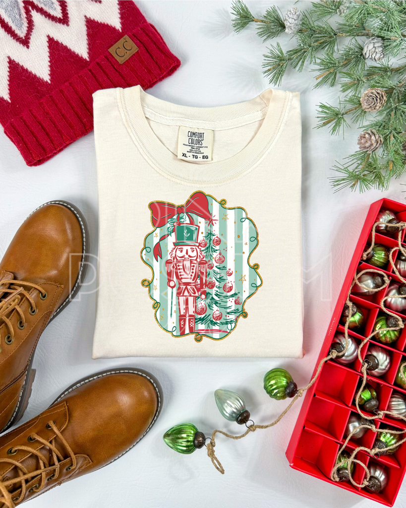 Striped Nutcracker Comfort Colors Tshirt - Long Sleeve