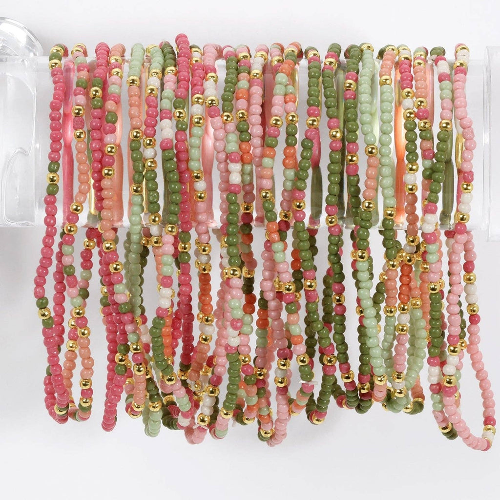 Chloe 2mm Stretch Seed Bead Bracelets: Seaglass