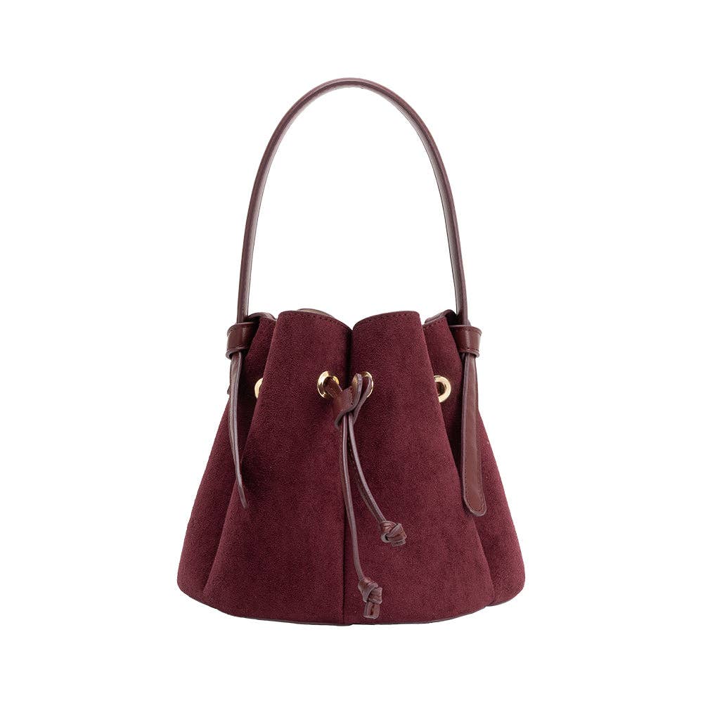 Laguna Mini Recycled Vegan Suede Top Handle Bag- Burgundy