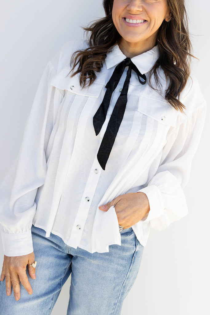 Let Tie this Up Blouse - White