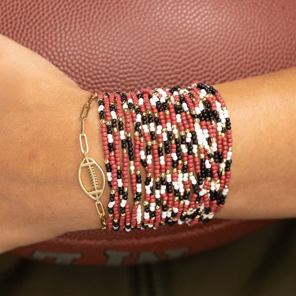 Stretch Seed Bead GAME DAY Bracelets: Blue/White
