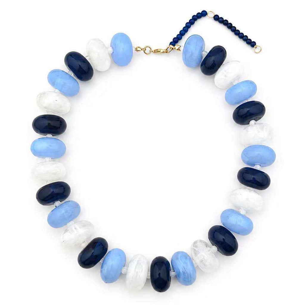 Chunky Boho Necklace- Blue Blend