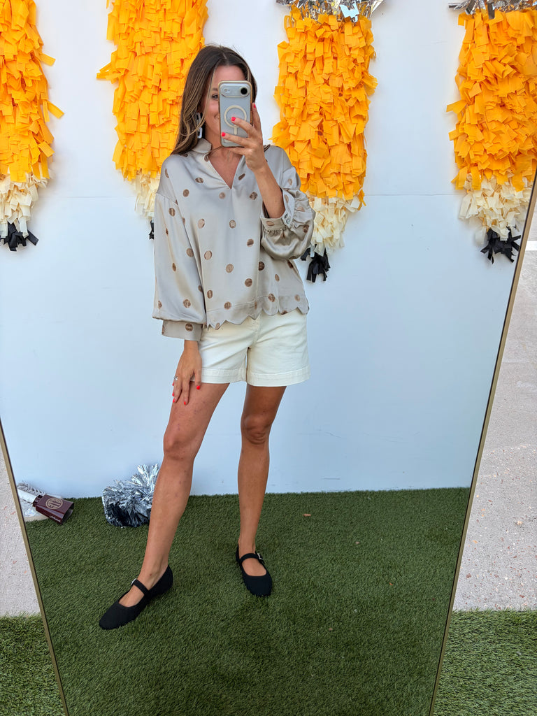 Leave The Polka Dots - Smoky Taupe