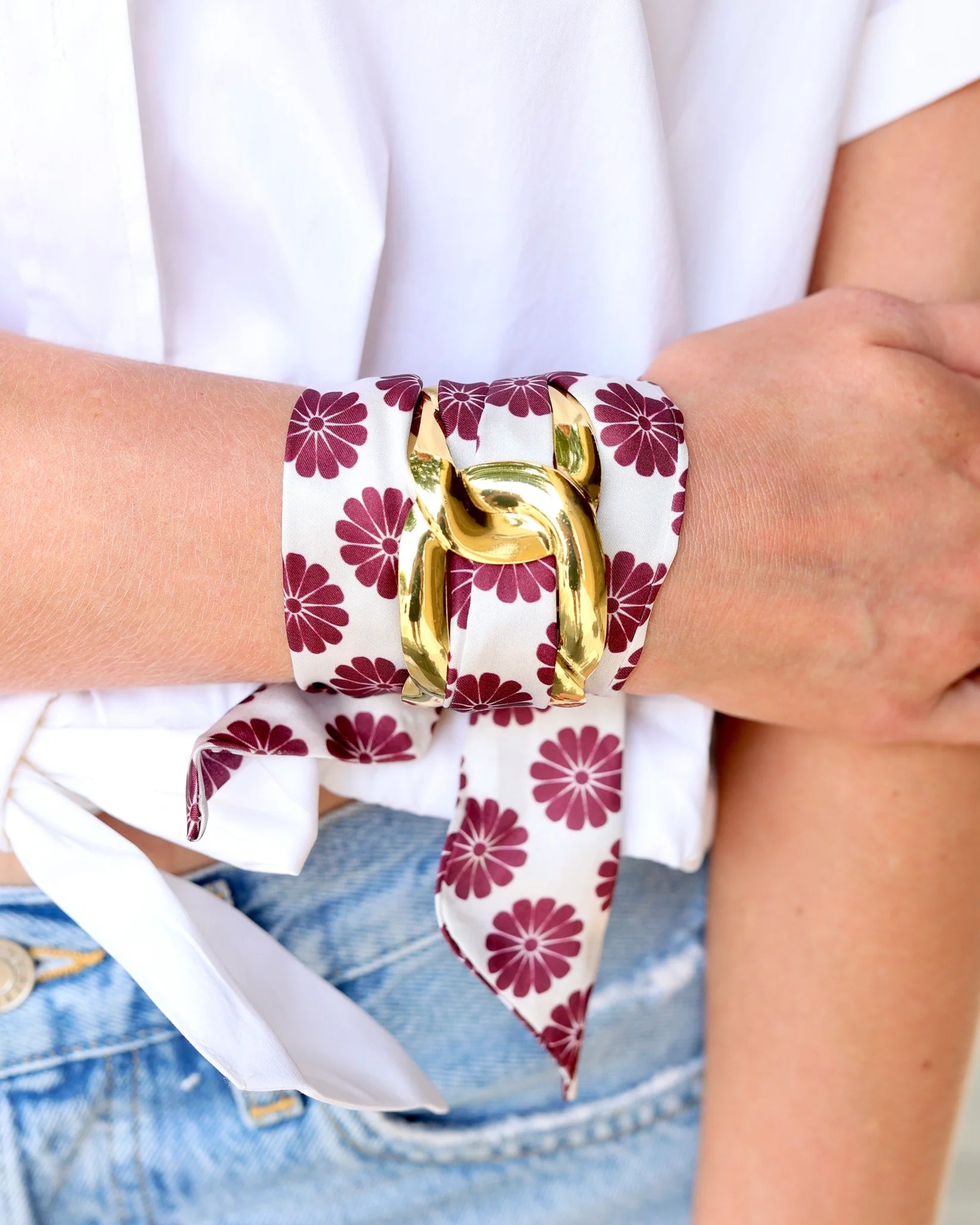 Serafina Scarf Bracelet - Maroon Floral