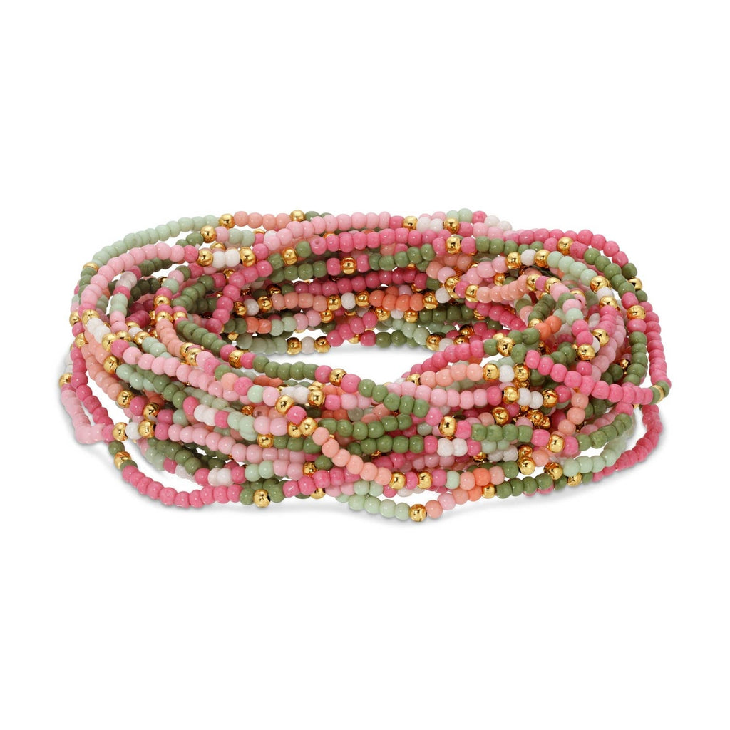 Chloe 2mm Stretch Seed Bead Bracelets: Seaglass