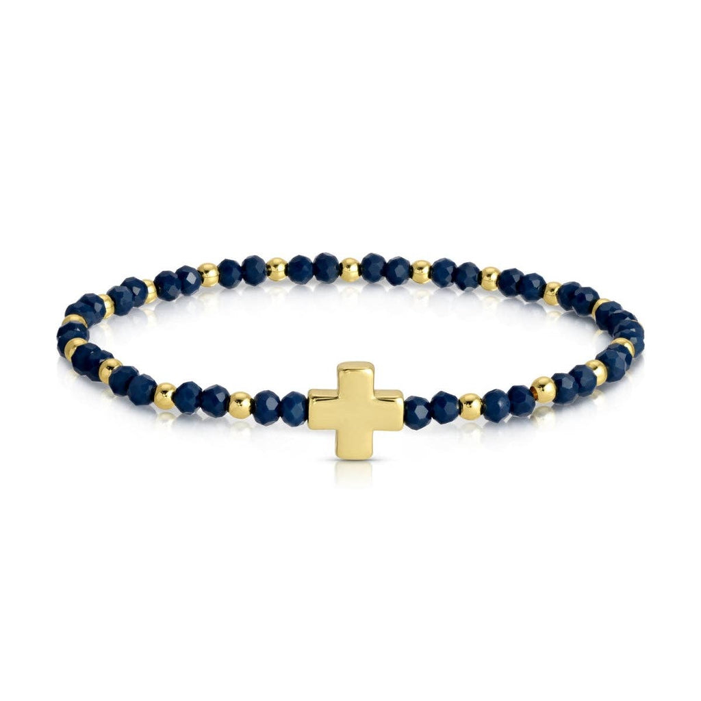 Assorted Crystal Stretch Bracelets w/ Single Balanced Cross: Soft
