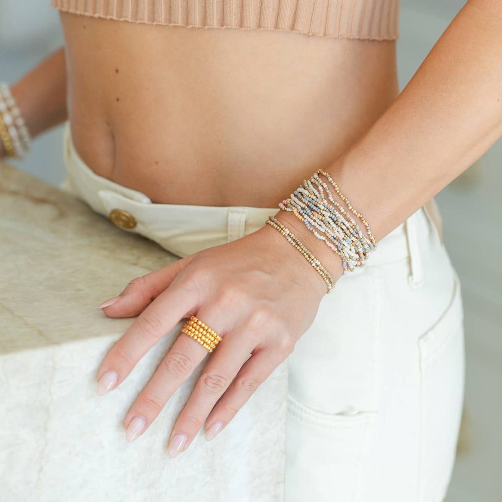 Chloe 2mm Stretch Seed Bead Bracelets: Seaglass