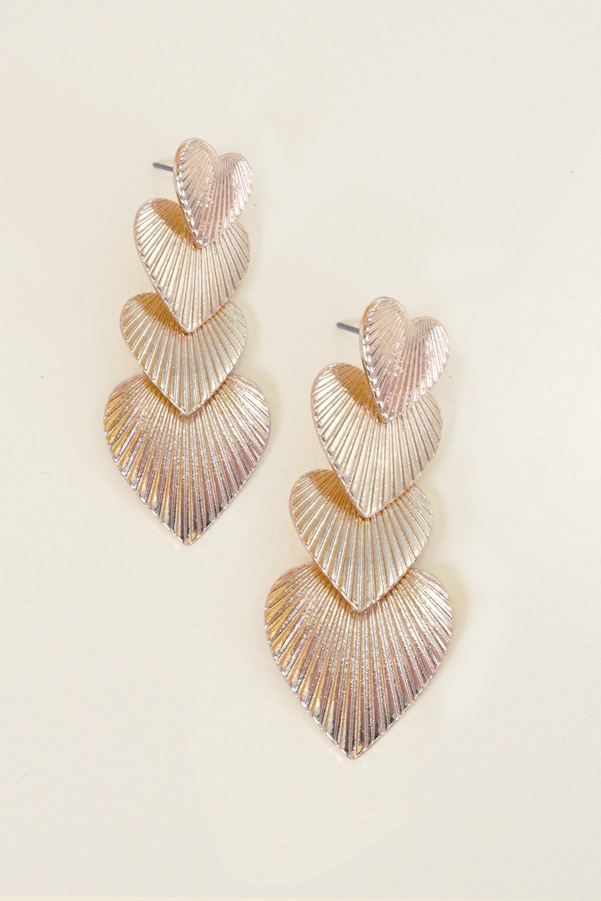 Triple heart drop earrings