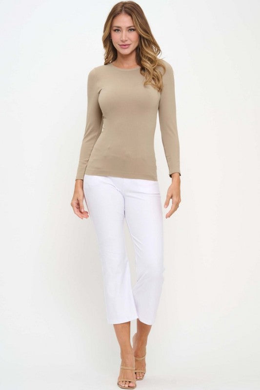 Kenzie Crewneck Long Sleeve- Light Mocha
