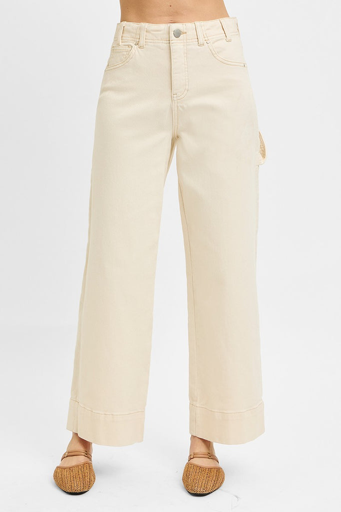 Khaki Tummy Control High Rise Crop Wide - Risen