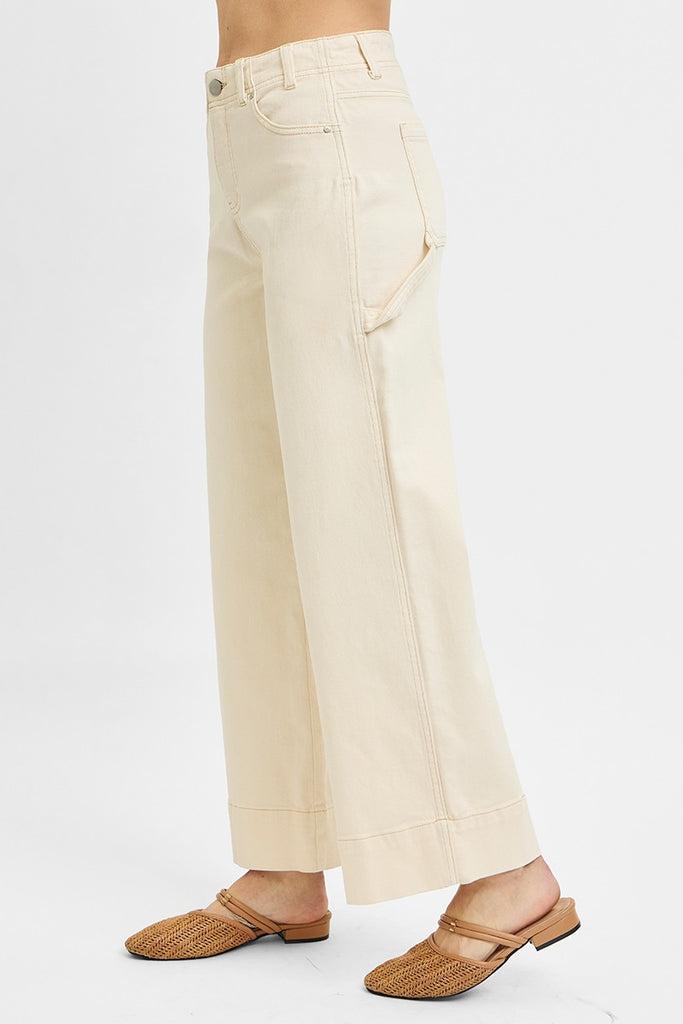 Khaki Tummy Control High Rise Crop Wide - Risen