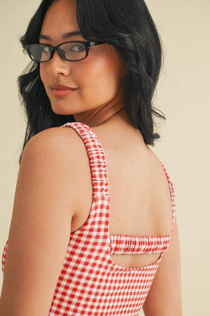 Gone for Gingham Bra - Red
