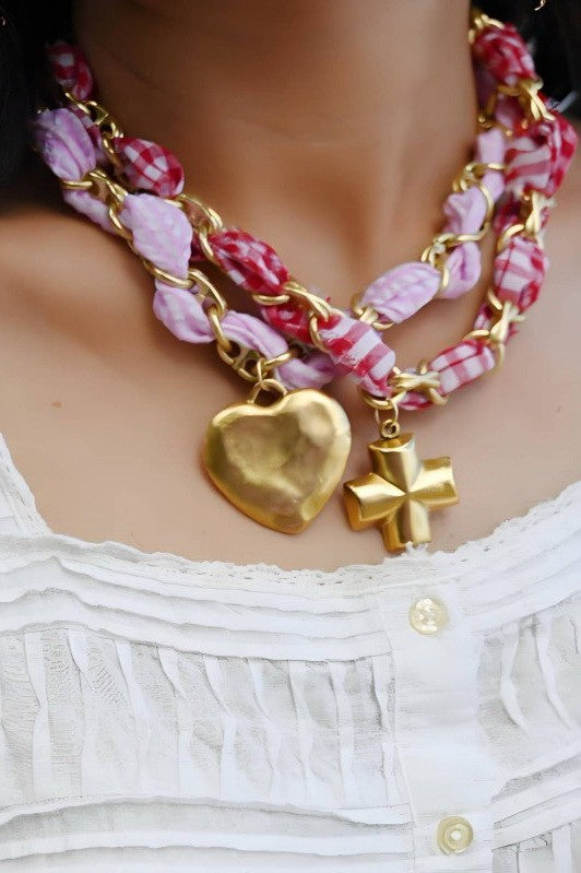 Heart Chain Necklace - Pink *DOORBUSTER*