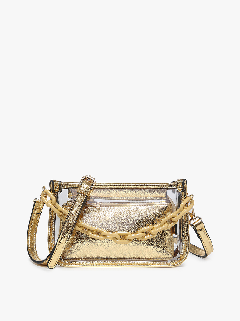 Jessica Clear Crossbody w/ Chain: Powder Blue