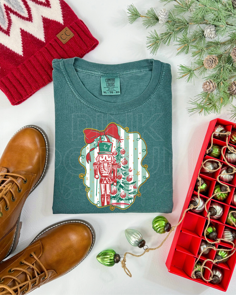 Striped Nutcracker Comfort Colors Tshirt - Long Sleeve