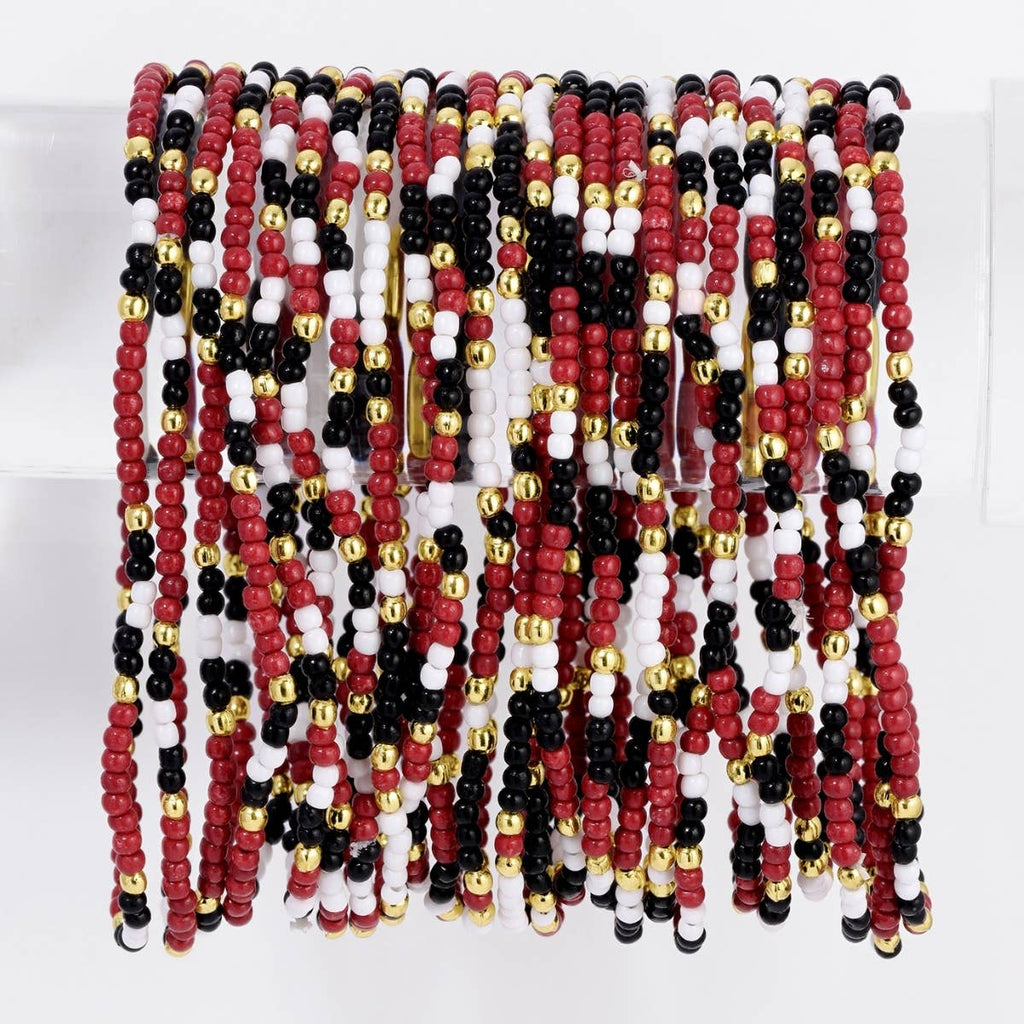 Stretch Seed Bead GAME DAY Bracelets: Blue/White