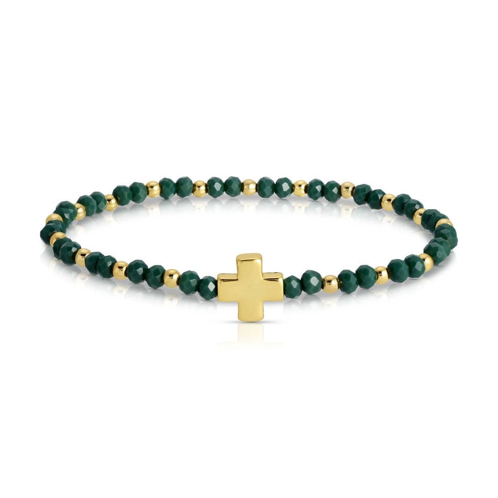 Assorted Crystal Stretch Bracelets w/ Single Balanced Cross: Soft