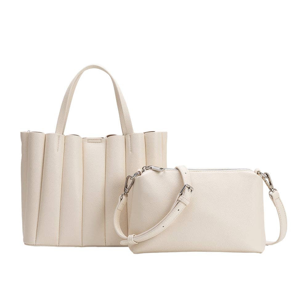 Adela Recycled Vegan Leather Tote Bag- Ivory