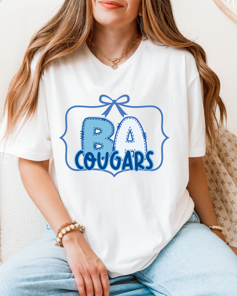 Bubble Letters w/bow School Spirit