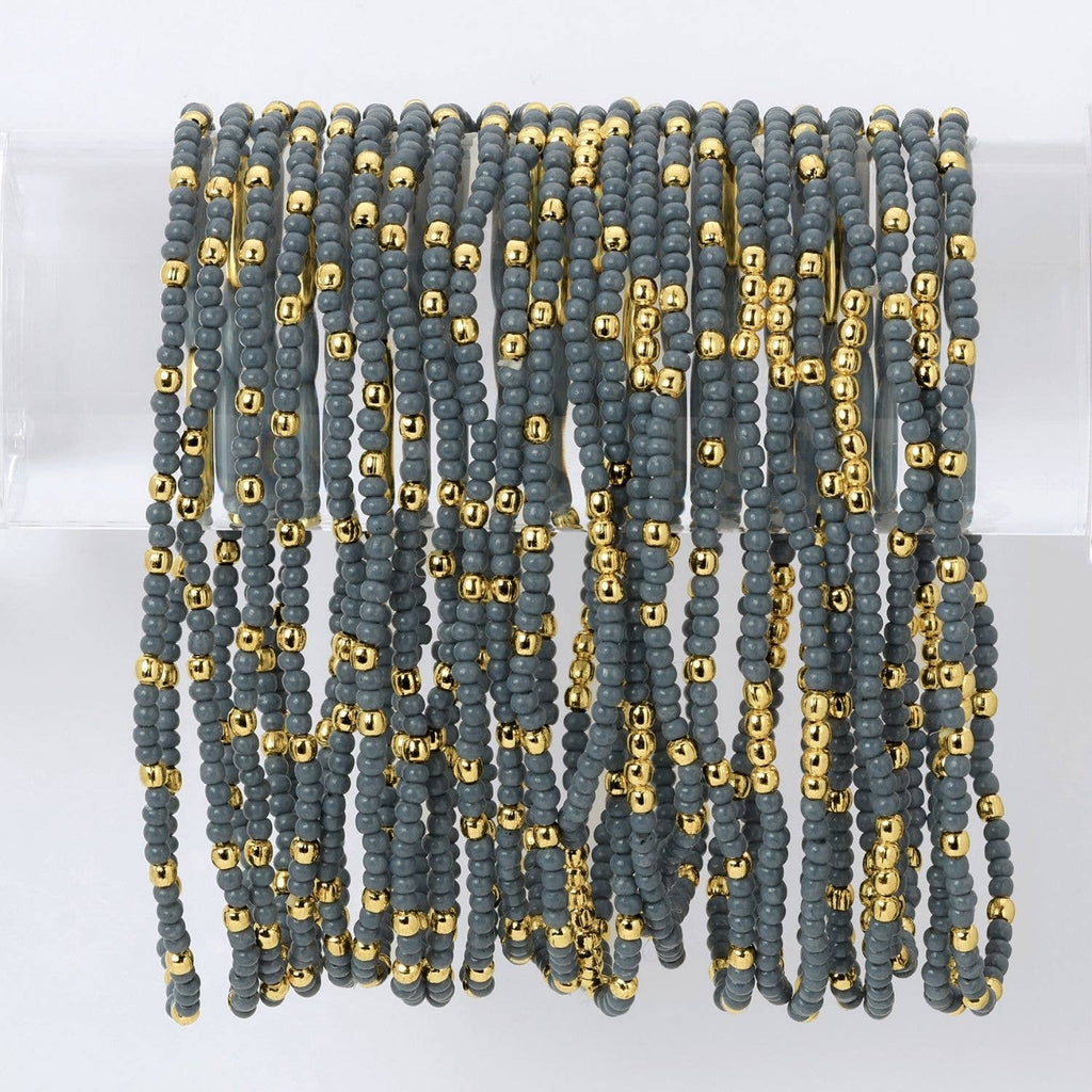 Solid Color 2mm Seed Bead Bracelets: Light Blue