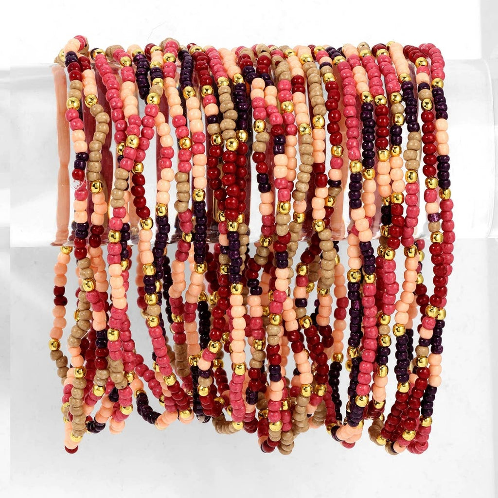 Assorted 2mm Stretch Seed Bead Bracelets: Blue/Mint/White