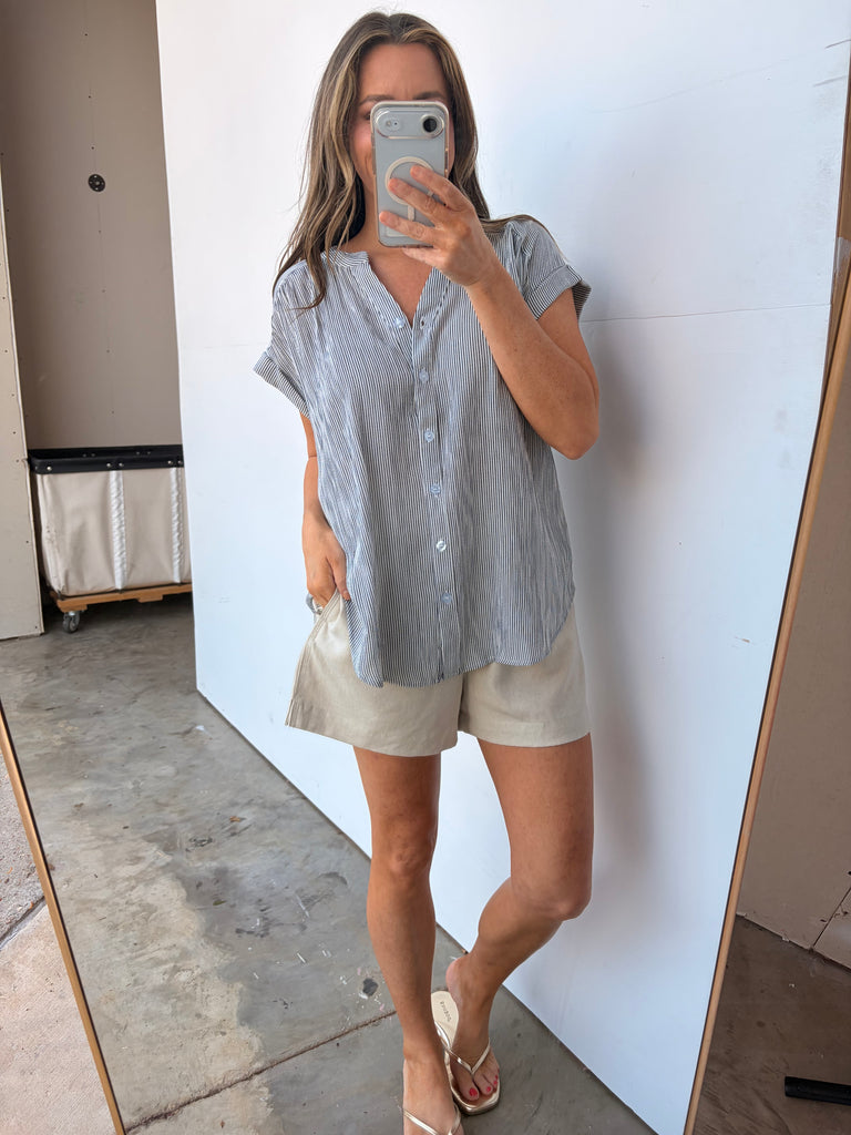 Pining for Pinstripes Blouse - Black