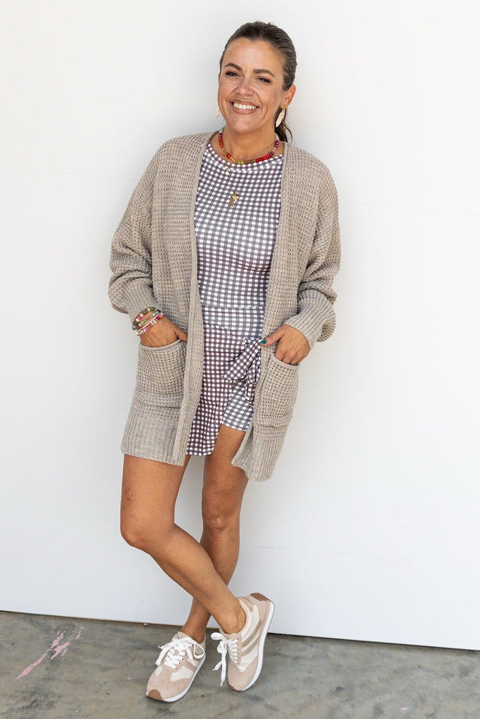 Gone for Gingham Wrap Dress - Brown