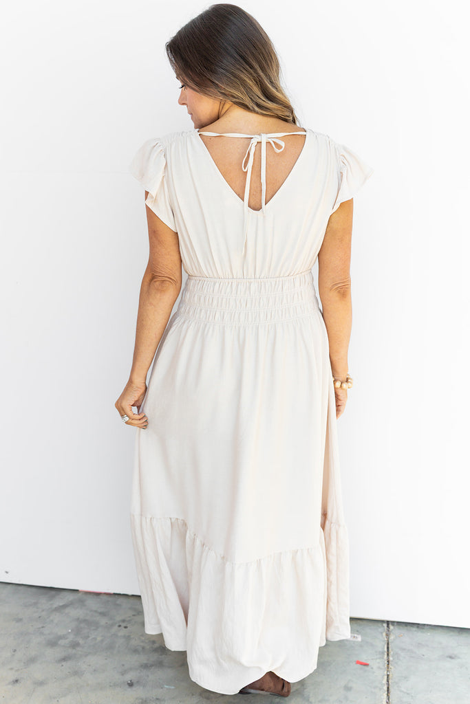 Fluttering into Fall Maxi Dress - Khaki