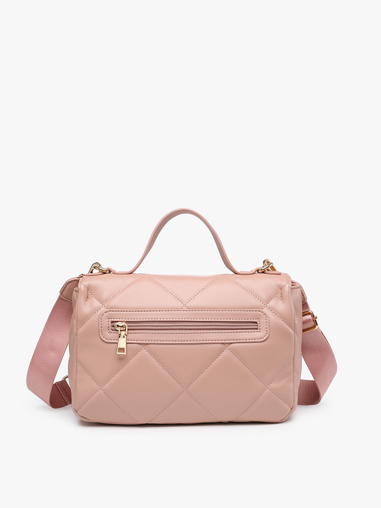 Harp Quilted Twist Lock Crossbody: Lt. Brown