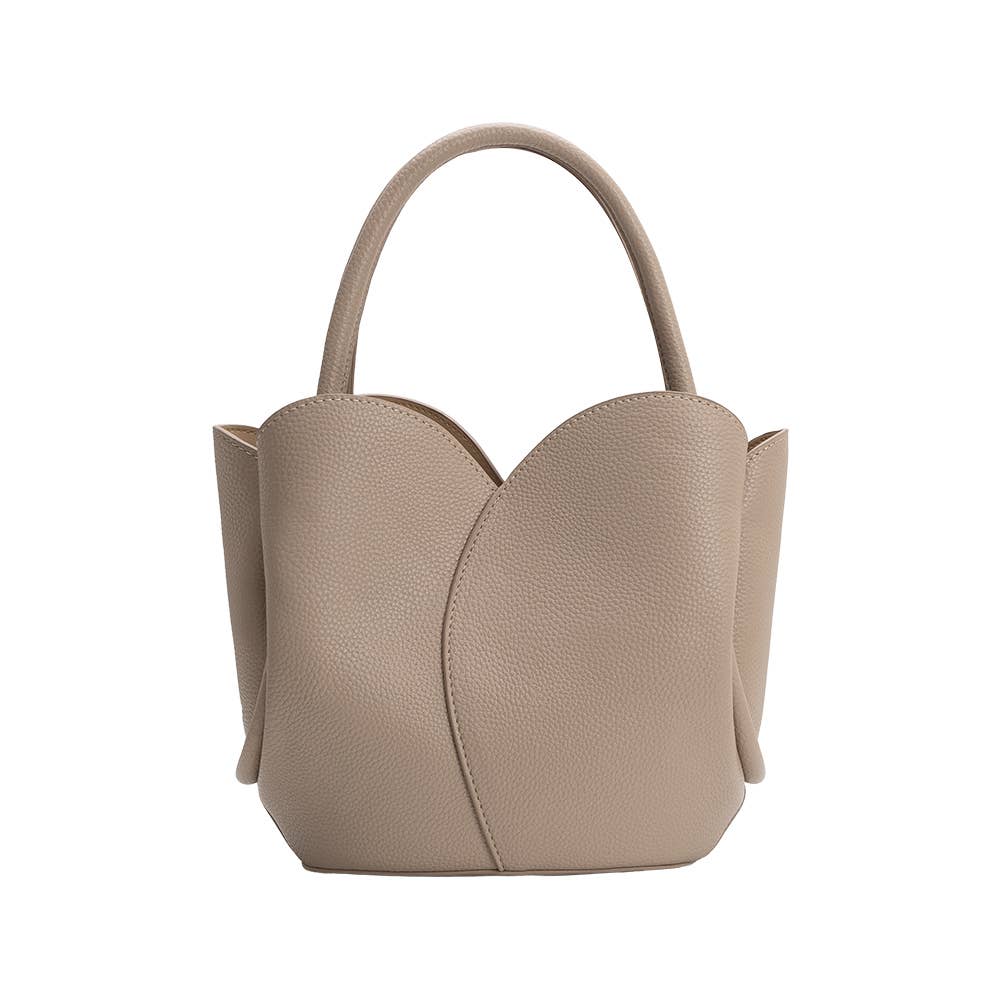 Tulip Recycled Vegan Leather Top Handle Bag - Mushroom