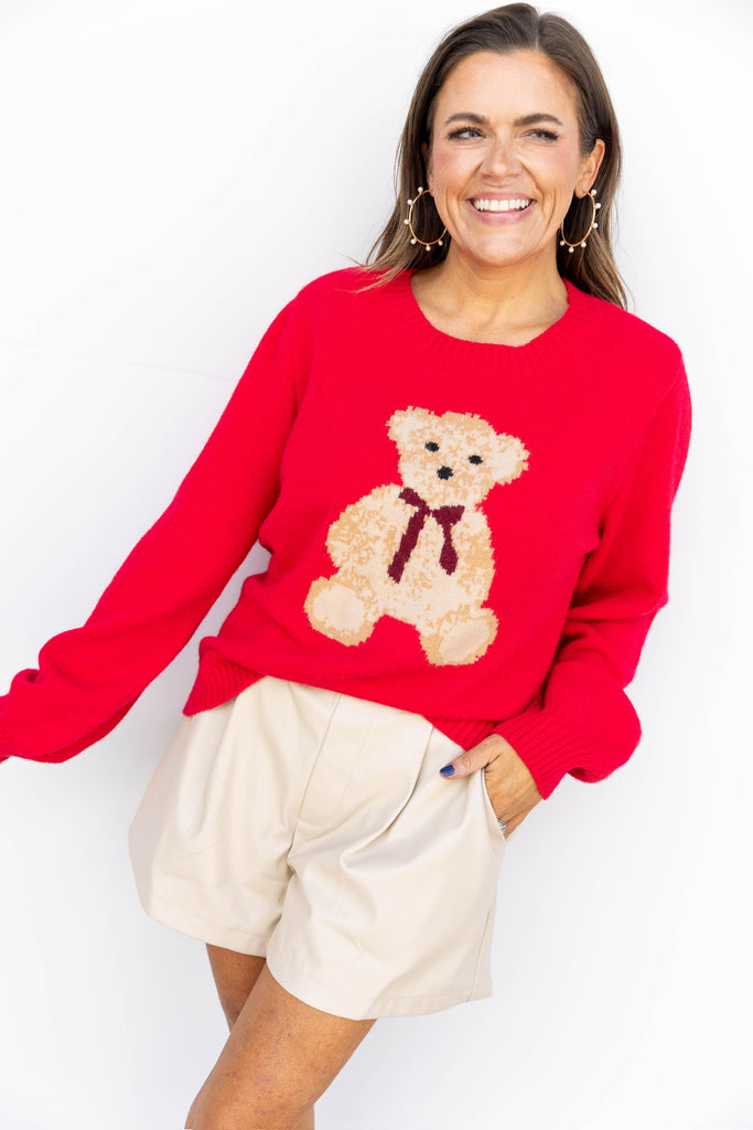 Holiday Bear Sweater- Red