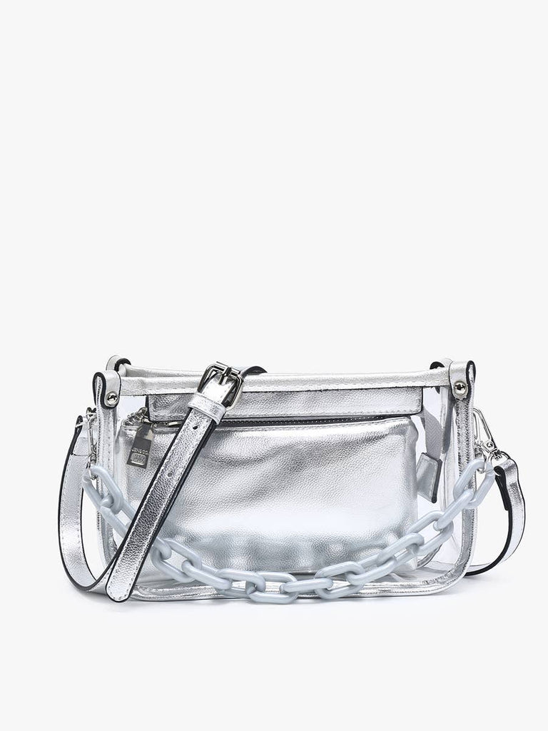 Jessica Clear Crossbody w/ Chain: Powder Blue