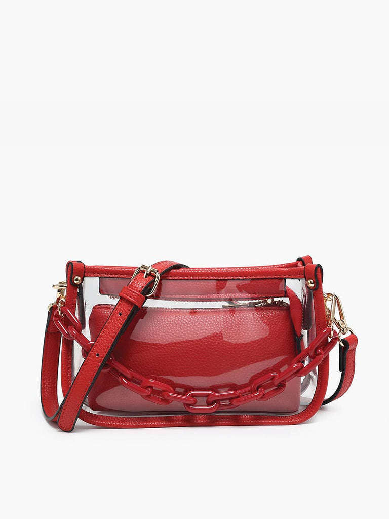 Jessica Clear Crossbody w/ Chain: Powder Blue