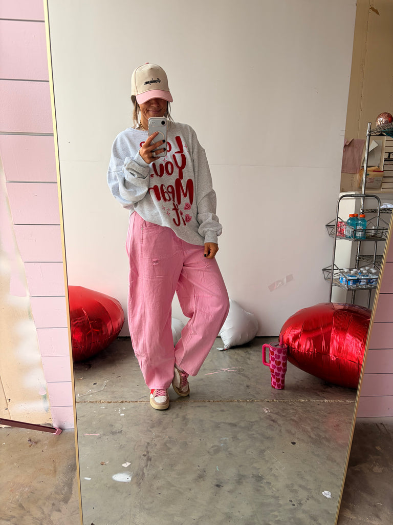 Vivid Fade Barrel Jeans - Washed Pink