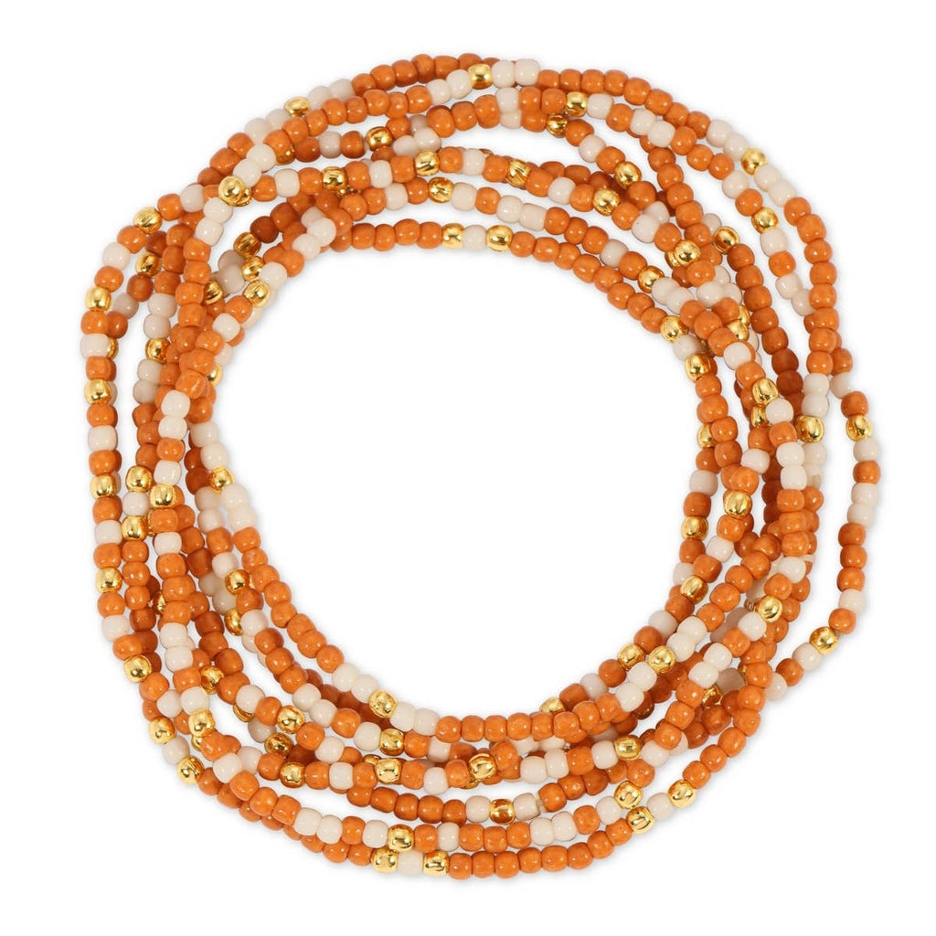 Stretch Seed Bead GAME DAY Bracelets: Navy/Light Blue/White