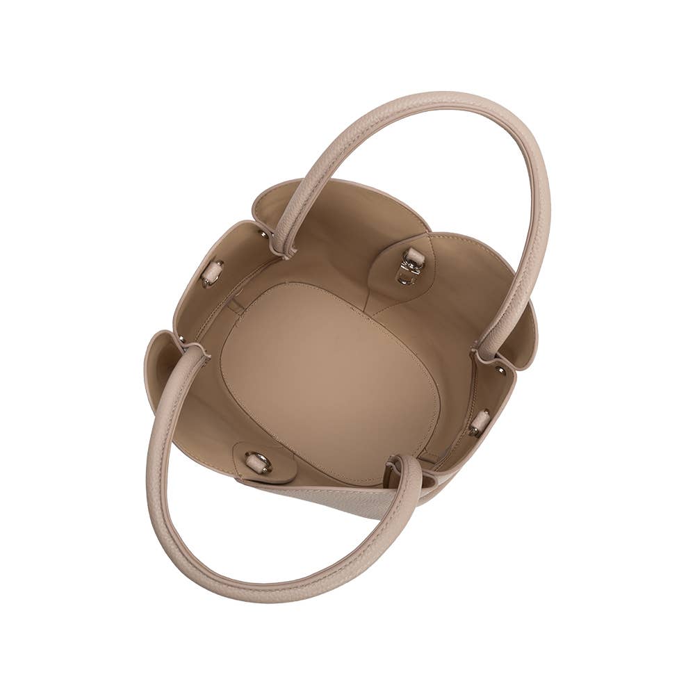 Tulip Recycled Vegan Leather Top Handle Bag - Mushroom