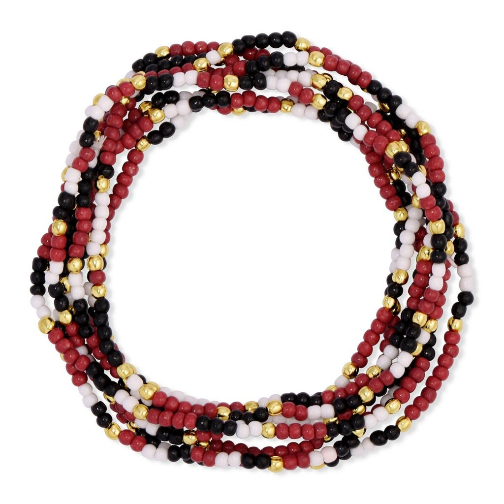 Stretch Seed Bead GAME DAY Bracelets: Blue/White