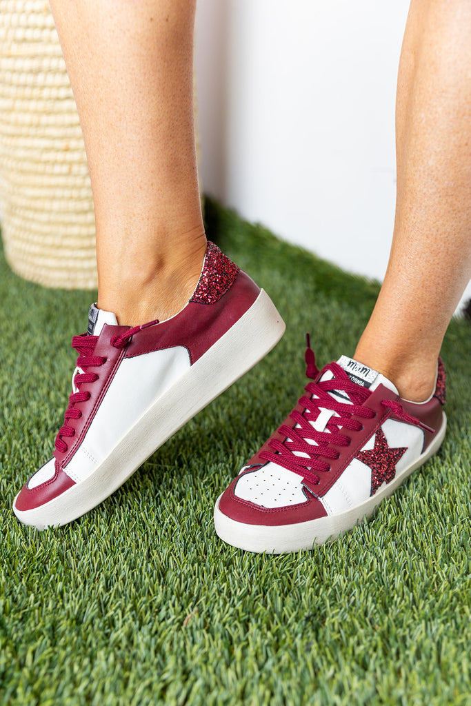 Candace Sequin Sneaker - Maroon