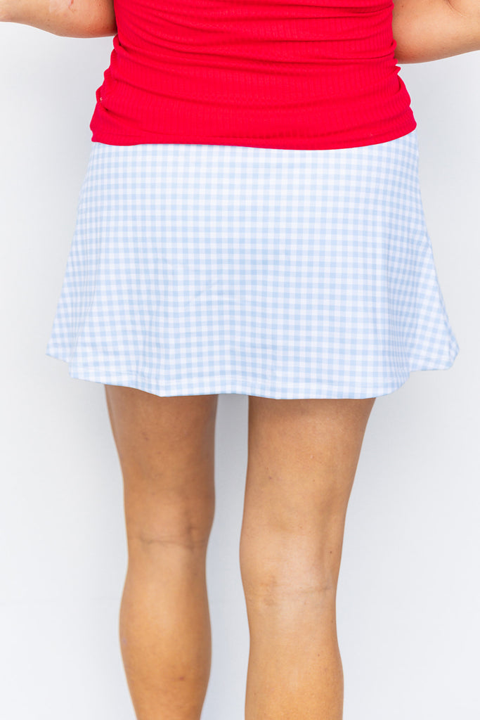 Gone for Gingham Skort - Powder Blue