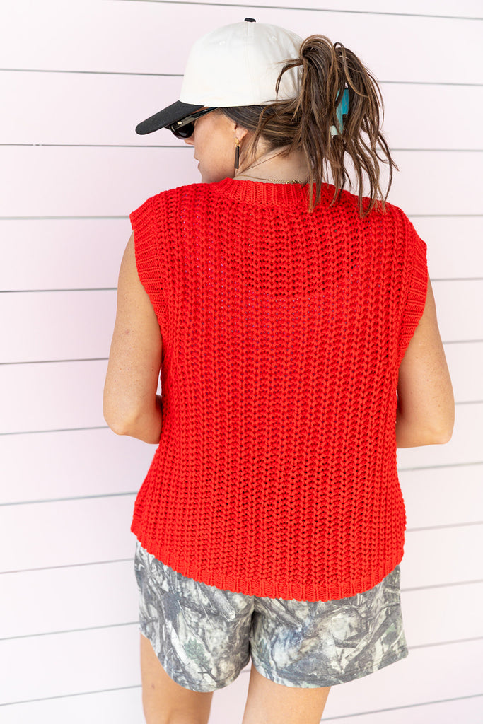 In the knit of time Vest - Red