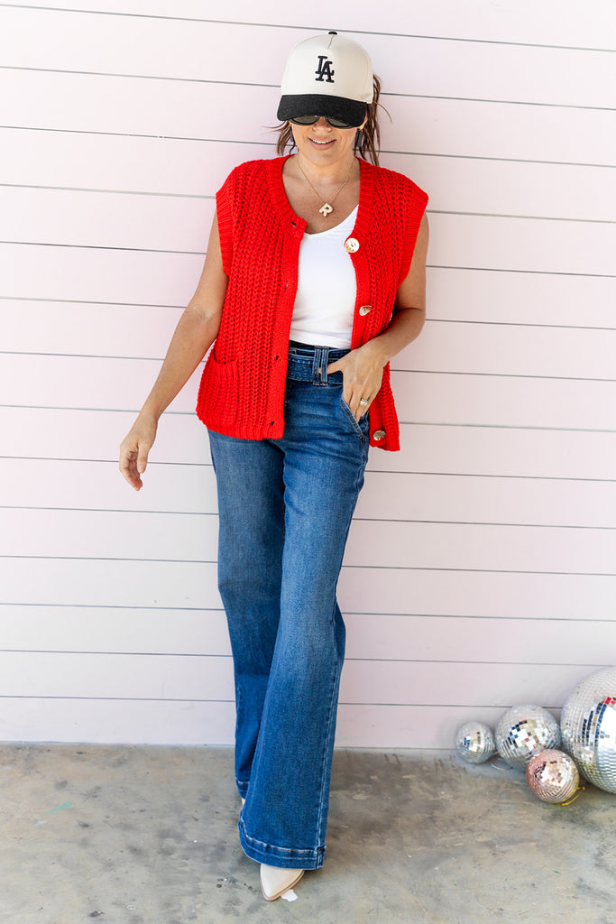 In the knit of time Vest - Red