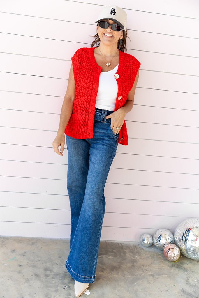 In the knit of time Vest - Red