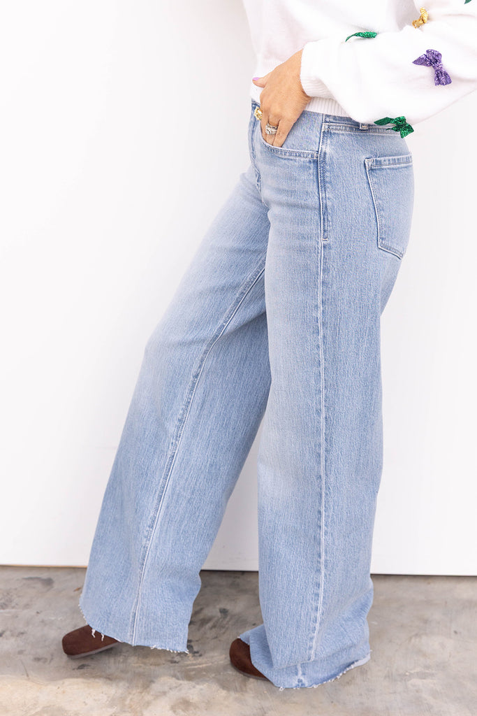 Poprock High Rise Wide Leg Denim - Light