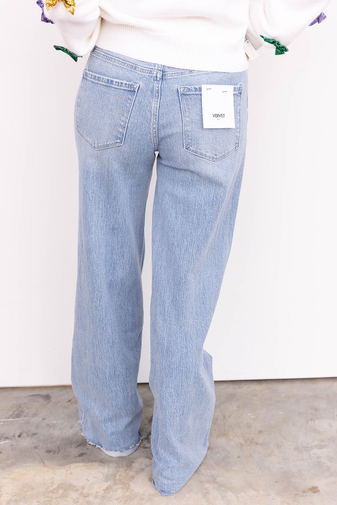 Poprock High Rise Wide Leg Denim - Light