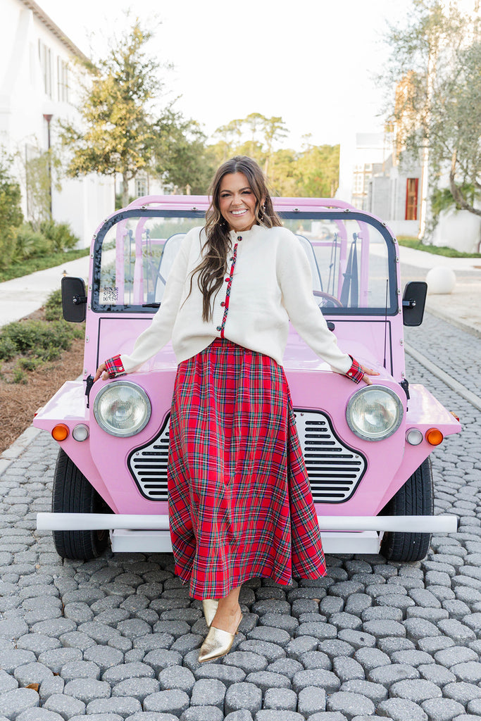 Yuletide Trim Sweater- Cream